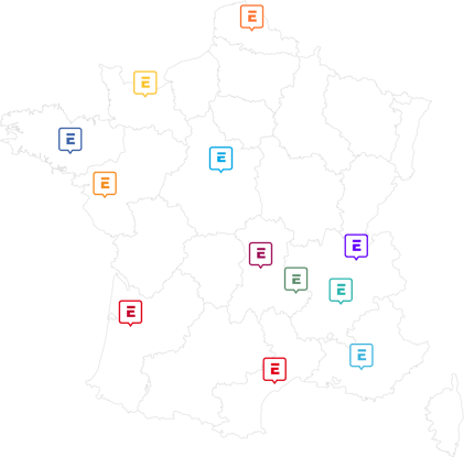 Une carte des différents Echosciences en France